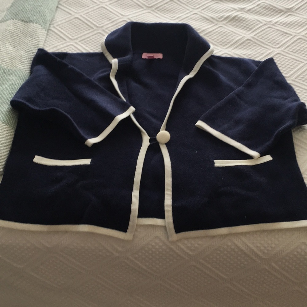 Lilly Pulitzer Sweater Jacket in Navy and White